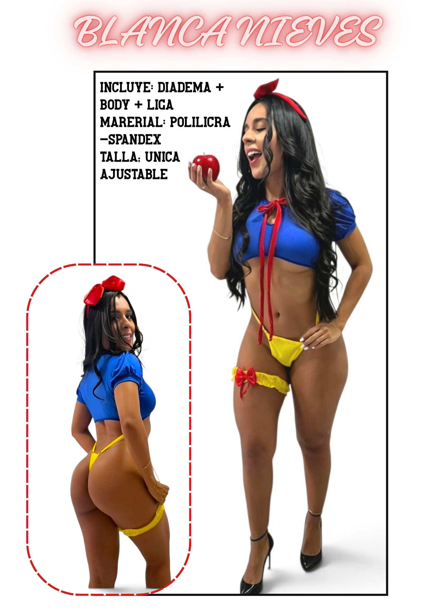 DISFRAZ SEXY BLANCA NIEVES BODY - Imagen 3